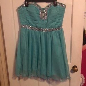 Turquoise strapless semi-formal dress!